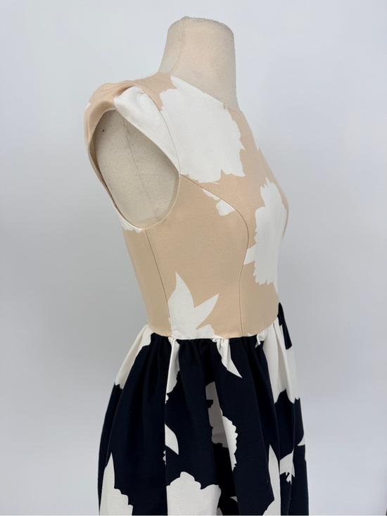 Troubadour Dresses & Skirts - Beige and Black Floral Fit-and-Flare Dress